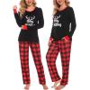 imageSWOMOG Couple Pajama Set Christmas Matching Family Long Sleeve Pj Set Xmas Printed Sleepwear MenampampWomen Plaid Pant with PocketMerry Christmasplaid