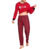 imageSWOMOG Couple Pajama Set Christmas Matching Family Long Sleeve Pj Set Xmas Printed Sleepwear MenampampWomen Plaid Pant with PocketRed Snowmanplaid