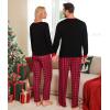 imageSWOMOG Couple Pajama Set Christmas Matching Family Long Sleeve Pj Set Xmas Printed Sleepwear MenampampWomen Plaid Pant with PocketSanta Clausplaid