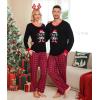imageSWOMOG Couple Pajama Set Christmas Matching Family Long Sleeve Pj Set Xmas Printed Sleepwear MenampampWomen Plaid Pant with PocketSanta Clausplaid
