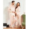 imageSWOMOG Matching Couple Pajamas Set Family Satin Silk Pjs Button Loungewear Men and Women Long Sleeve SleepwearChampagne