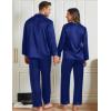 imageSWOMOG Matching Couple Pajamas Set Family Satin Silk Pjs Button Loungewear Men and Women Long Sleeve SleepwearNavy Blue