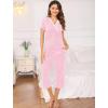 imageSWOMOG Maternity Nursing Pajamas Set 2 PCS Breastfeeding Sleepwear Short Sleeve Top and Pants Set Pregnancy Pajamas WomenPink