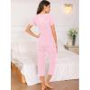imageSWOMOG Maternity Nursing Pajamas Set 2 PCS Breastfeeding Sleepwear Short Sleeve Top and Pants Set Pregnancy Pajamas WomenPink