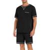 imageSWOMOG Men Modal Pajamas Set Comfy Sleepwear Short Sleeve Pjs Set Soft 2 Piece Lounge Set Cozy Nightwear with PocketsBlecked Black