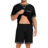 imageSWOMOG Men Modal Pajamas Set Comfy Sleepwear Short Sleeve Pjs Set Soft 2 Piece Lounge Set Cozy Nightwear with PocketsBlecked Black