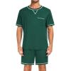 imageSWOMOG Men Modal Pajamas Set Comfy Sleepwear Short Sleeve Pjs Set Soft 2 Piece Lounge Set Cozy Nightwear with PocketsGreen