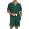 imageSWOMOG Men Modal Pajamas Set Comfy Sleepwear Short Sleeve Pjs Set Soft 2 Piece Lounge Set Cozy Nightwear with PocketsGreen