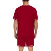 imageSWOMOG Men Modal Pajamas Set Comfy Sleepwear Short Sleeve Pjs Set Soft 2 Piece Lounge Set Cozy Nightwear with PocketsRed