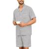 imageSWOMOG Mens Pajama Sets Short Sleeve Sleepwear Button Down Loungewear Soft Modal Lounge Pjs with Pockets SXXLGrey