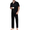 imageSWOMOG Mens Pajama Sets Short Sleeve Sleepwear Button Down Loungewear Soft Modal Lounge Pjs with Pockets SXXLLong Pantsblack