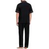imageSWOMOG Mens Pajama Sets Short Sleeve Sleepwear Button Down Loungewear Soft Modal Lounge Pjs with Pockets SXXLLong Pantsblack