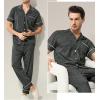 imageSWOMOG Mens Pajama Sets Short Sleeve Sleepwear Button Down Loungewear Soft Modal Lounge Pjs with Pockets SXXLLong Pantsdark Grey