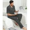 imageSWOMOG Mens Pajama Sets Short Sleeve Sleepwear Button Down Loungewear Soft Modal Lounge Pjs with Pockets SXXLLong Pantsdark Grey