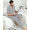 imageSWOMOG Mens Pajama Sets Short Sleeve Sleepwear Button Down Loungewear Soft Modal Lounge Pjs with Pockets SXXLLong Pantsgrey