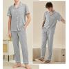 imageSWOMOG Mens Pajama Sets Short Sleeve Sleepwear Button Down Loungewear Soft Modal Lounge Pjs with Pockets SXXLLong Pantsgrey
