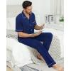 imageSWOMOG Mens Pajama Sets Short Sleeve Sleepwear Button Down Loungewear Soft Modal Lounge Pjs with Pockets SXXLLong Pantsnavy Blue