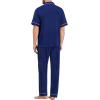 imageSWOMOG Mens Pajama Sets Short Sleeve Sleepwear Button Down Loungewear Soft Modal Lounge Pjs with Pockets SXXLLong Pantsnavy Blue