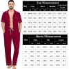 imageSWOMOG Mens Pajama Sets Short Sleeve Sleepwear Button Down Loungewear Soft Modal Lounge Pjs with Pockets SXXLLong Pantswine Red