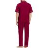 imageSWOMOG Mens Pajama Sets Short Sleeve Sleepwear Button Down Loungewear Soft Modal Lounge Pjs with Pockets SXXLLong Pantswine Red