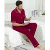 imageSWOMOG Mens Pajama Sets Short Sleeve Sleepwear Button Down Loungewear Soft Modal Lounge Pjs with Pockets SXXLLong Pantswine Red
