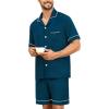 imageSWOMOG Mens Pajama Sets Short Sleeve Sleepwear Button Down Loungewear Soft Modal Lounge Pjs with Pockets SXXLOxford Blue
