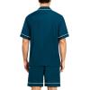 imageSWOMOG Mens Pajama Sets Short Sleeve Sleepwear Button Down Loungewear Soft Modal Lounge Pjs with Pockets SXXLOxford Blue