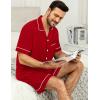 imageSWOMOG Mens Pajama Sets Short Sleeve Sleepwear Button Down Loungewear Soft Modal Lounge Pjs with Pockets SXXLRed