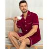 imageSWOMOG Mens Pajama Sets Short Sleeve Sleepwear Button Down Loungewear Soft Modal Lounge Pjs with Pockets SXXLWine Red