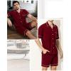 imageSWOMOG Mens Pajama Sets Short Sleeve Sleepwear Button Down Loungewear Soft Modal Lounge Pjs with Pockets SXXLWine Red
