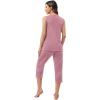 imageSWOMOG Women Maternity Pajama Set Nursing Pjs Double Layer Sleeveless Top Capri Pregnancy Set Breastfeeding Pjs with PocketsTaro Purple