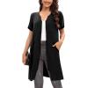 imageSWOMOG Women Zipper Up Robe Short Sleeves Nightgown Zip Front Housecoat Soft Bathrobe with PocketsBlack Grey