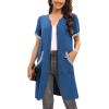 imageSWOMOG Women Zipper Up Robe Short Sleeves Nightgown Zip Front Housecoat Soft Bathrobe with PocketsNavy