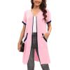 imageSWOMOG Women Zipper Up Robe Short Sleeves Nightgown Zip Front Housecoat Soft Bathrobe with PocketsPink