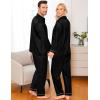 imageSWOMOG Women ampamp Men Satin Pajamas Set Couple Matching Pajamas Long Sleeve Sleepwear Button Down Loungewear 2 Pcs Pj SetZ Black With Classic Collar