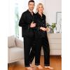 imageSWOMOG Women ampamp Men Satin Pajamas Set Couple Matching Pajamas Long Sleeve Sleepwear Button Down Loungewear 2 Pcs Pj SetZ Black With Classic Collar