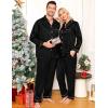 imageSWOMOG Women ampamp Men Satin Pajamas Set Couple Matching Pajamas Long Sleeve Sleepwear Button Down Loungewear 2 Pcs Pj SetZ Black With Classic Collar