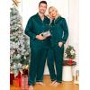 imageSWOMOG Women ampamp Men Satin Pajamas Set Couple Matching Pajamas Long Sleeve Sleepwear Button Down Loungewear 2 Pcs Pj SetZ Deep Green With Classic Collar
