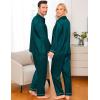 imageSWOMOG Women ampamp Men Satin Pajamas Set Couple Matching Pajamas Long Sleeve Sleepwear Button Down Loungewear 2 Pcs Pj SetZ Deep Green With Classic Collar