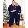imageSWOMOG Women ampamp Men Satin Pajamas Set Couple Matching Pajamas Long Sleeve Sleepwear Button Down Loungewear 2 Pcs Pj SetZ Deep Navy Blue With Classic Collar