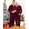 imageSWOMOG Women ampamp Men Satin Pajamas Set Couple Matching Pajamas Long Sleeve Sleepwear Button Down Loungewear 2 Pcs Pj SetZ Deep Wine Red With Classic Collar