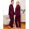 imageSWOMOG Women ampamp Men Satin Pajamas Set Couple Matching Pajamas Long Sleeve Sleepwear Button Down Loungewear 2 Pcs Pj SetZ Deep Wine Red With Classic Collar