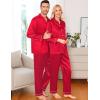 imageSWOMOG Women ampamp Men Satin Pajamas Set Couple Matching Pajamas Long Sleeve Sleepwear Button Down Loungewear 2 Pcs Pj SetZ Red With Classic Collar