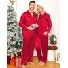 imageSWOMOG Women ampamp Men Satin Pajamas Set Couple Matching Pajamas Long Sleeve Sleepwear Button Down Loungewear 2 Pcs Pj SetZ Red With Classic Collar
