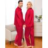 imageSWOMOG Women ampamp Men Satin Pajamas Set Couple Matching Pajamas Long Sleeve Sleepwear Button Down Loungewear 2 Pcs Pj SetZ Red With Classic Collar