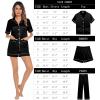 imageSWOMOG Womens 3pcs Pajamas Set Silk Satin Short Sleeve Sleepwear Button Down Loungewear Pjs NightwearBlack  2 Pockets