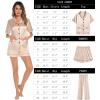 imageSWOMOG Womens 3pcs Pajamas Set Silk Satin Short Sleeve Sleepwear Button Down Loungewear Pjs NightwearChampagne  2 Pockets
