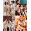 imageSWOMOG Womens 3pcs Pajamas Set Silk Satin Short Sleeve Sleepwear Button Down Loungewear Pjs NightwearChampagne  2 Pockets