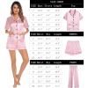imageSWOMOG Womens 3pcs Pajamas Set Silk Satin Short Sleeve Sleepwear Button Down Loungewear Pjs NightwearPink  2 Pockets