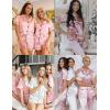 imageSWOMOG Womens 3pcs Pajamas Set Silk Satin Short Sleeve Sleepwear Button Down Loungewear Pjs NightwearPink  2 Pockets